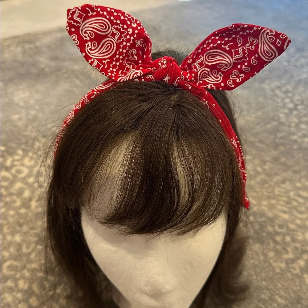 KIDS Red Paisley Bandana Headband